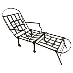 Antique Folding Metal Garden Chaise Longues