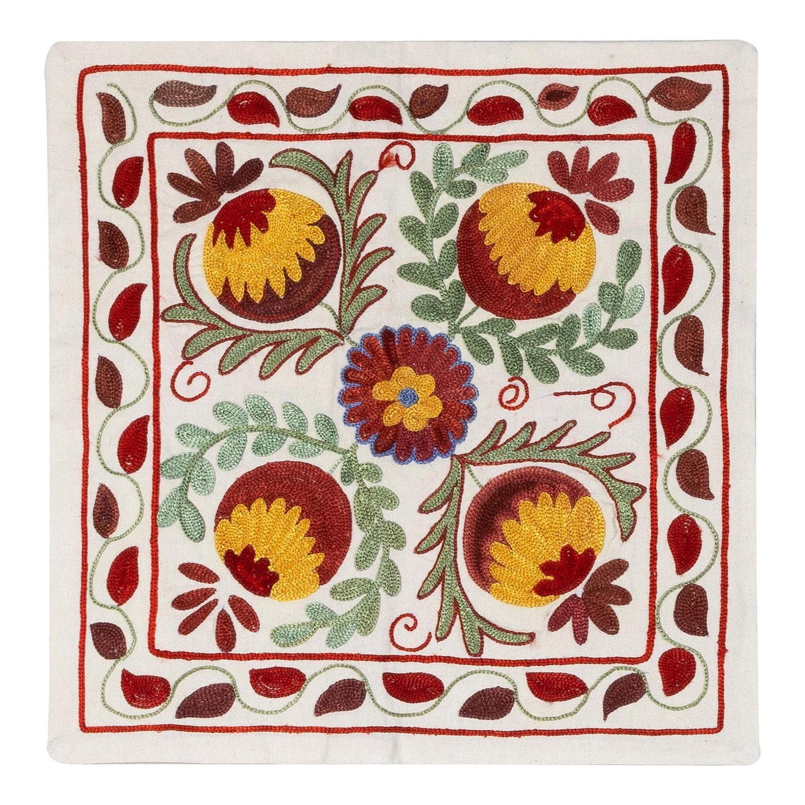 Multicolor New Silk Embroidered Suzani Cushion Cover from Uzbekistan