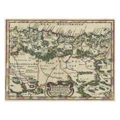 Copper-Engraved Map Showing the Algerian Coast of North Africa, Published 1683