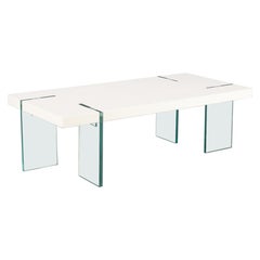 80s Italian Design Coffee Table with Glass Foot