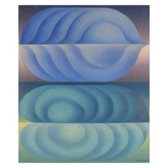 R. Wagner, artiste européen, huile sur panneau, composition géométrique, datée de 1970