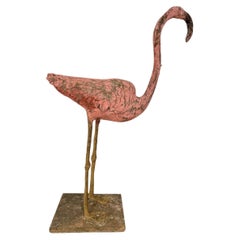 Vintage Outdoor Garden Ornament, Pink Flamingo, Mid-Century, France
