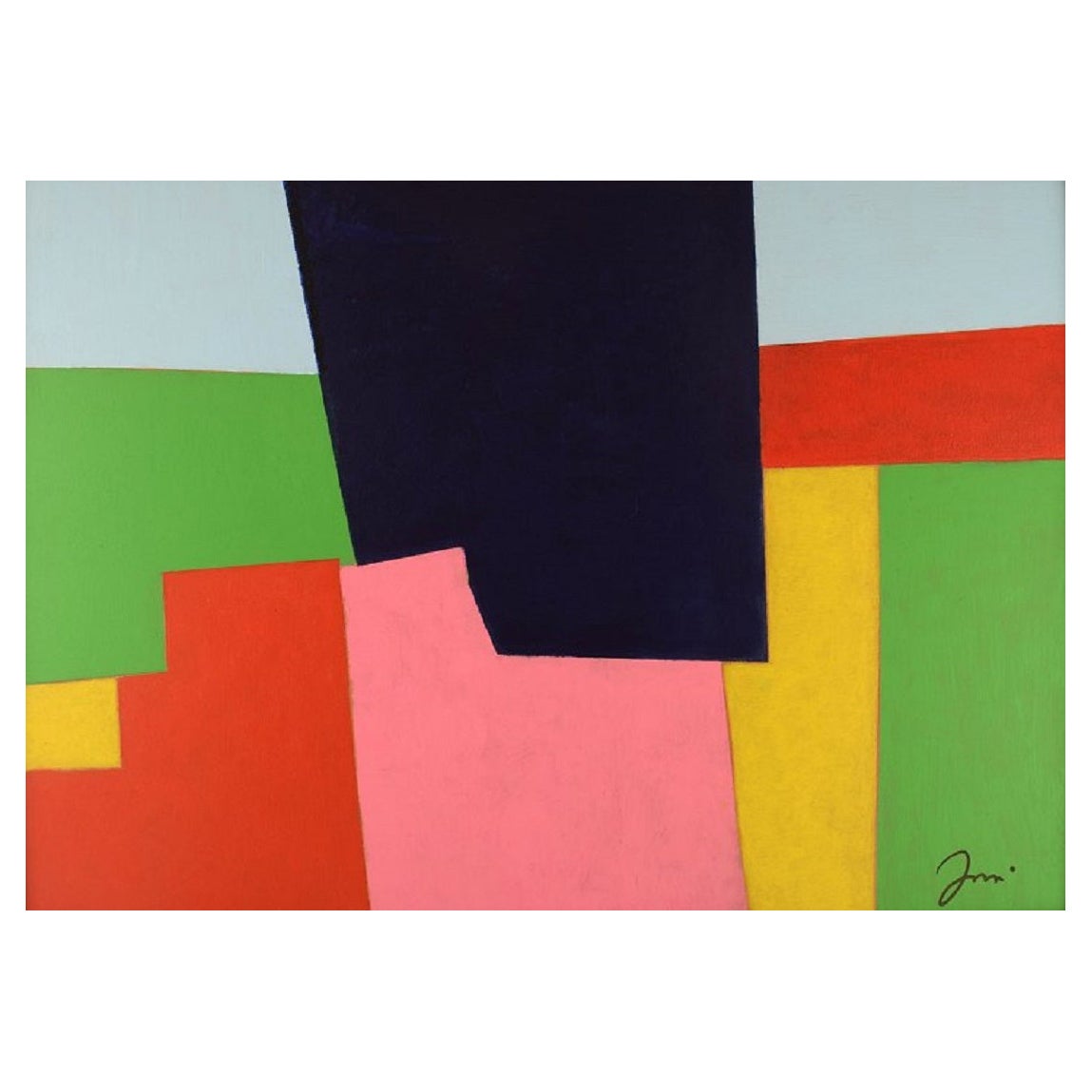 European Artist, Oil on Board, Geometric Composition, Late 20th Century For Sale
