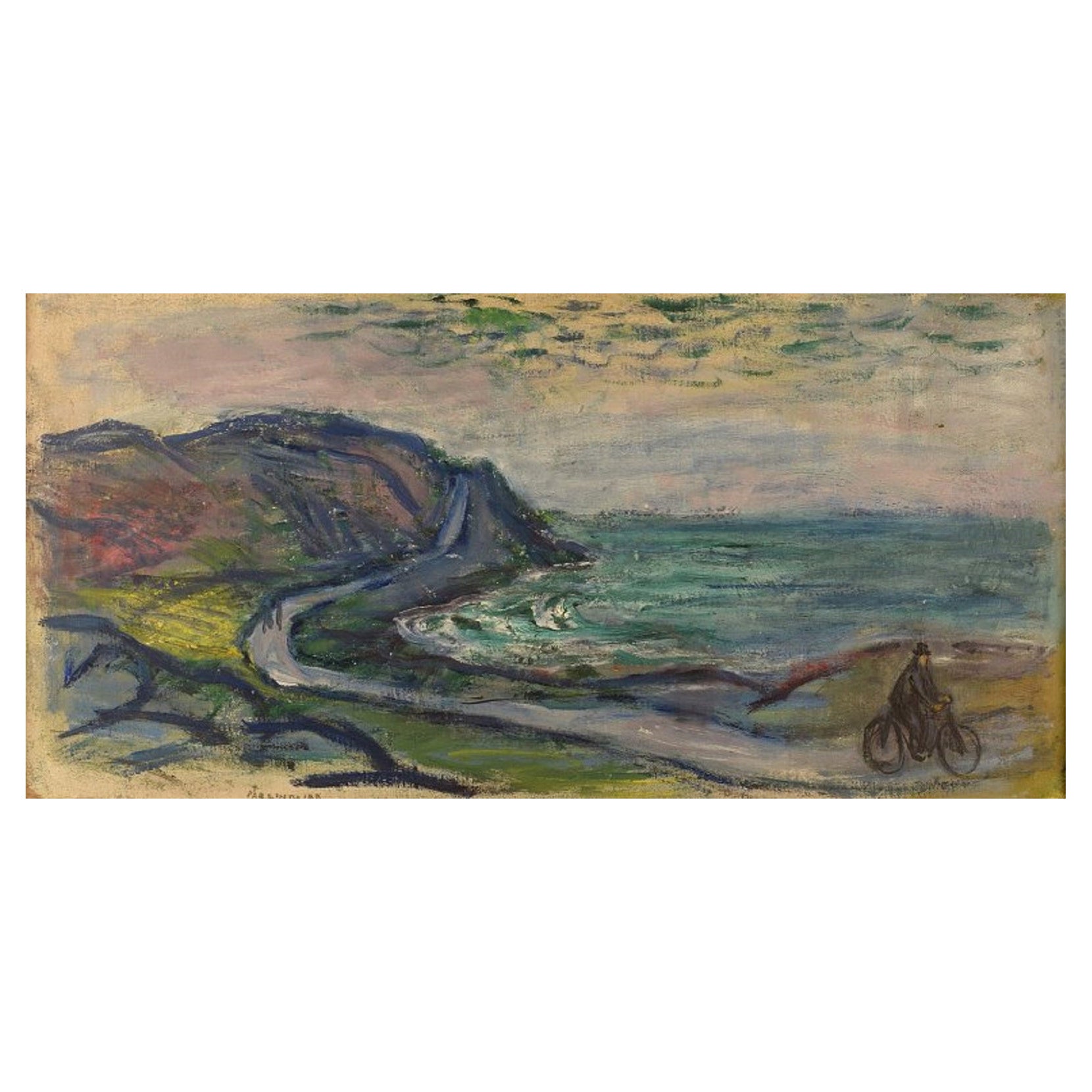 Pär Lindblad, Sweden, Oil on Canvas, Modernist Landscape, 1940s For Sale