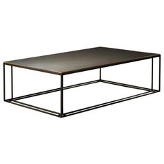 Binate Coffee Table — Small — Patinated Brass Frame — Honed Cumbrian Slate Top