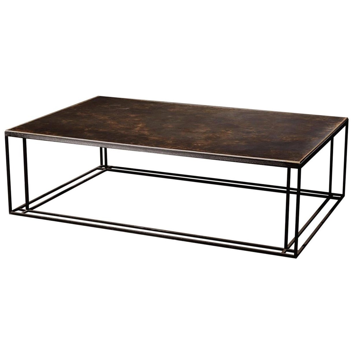 Binate Coffee Table — Small — Blackened Steel Frame — Patinated Brass Top