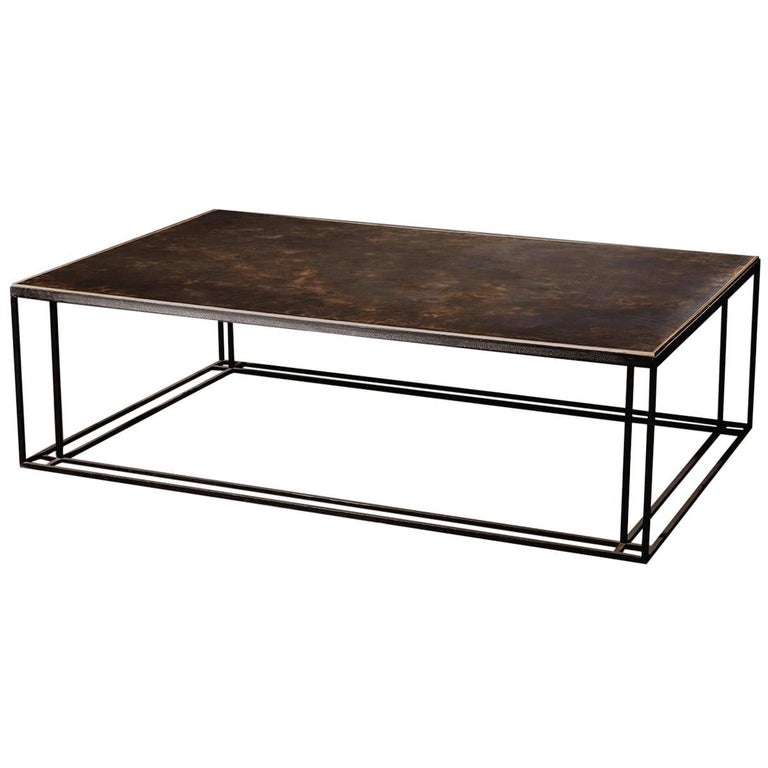 Binate Coffee Table — Small — Blackened Steel Frame — Patinated Brass