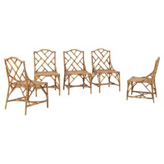 Cinq chaises vintage en bambou de Vivai del Sud, années 1960