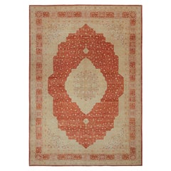 Rug & Kilim’s Tabriz Style Rug in Gold Brown and Red Medallion Pattern