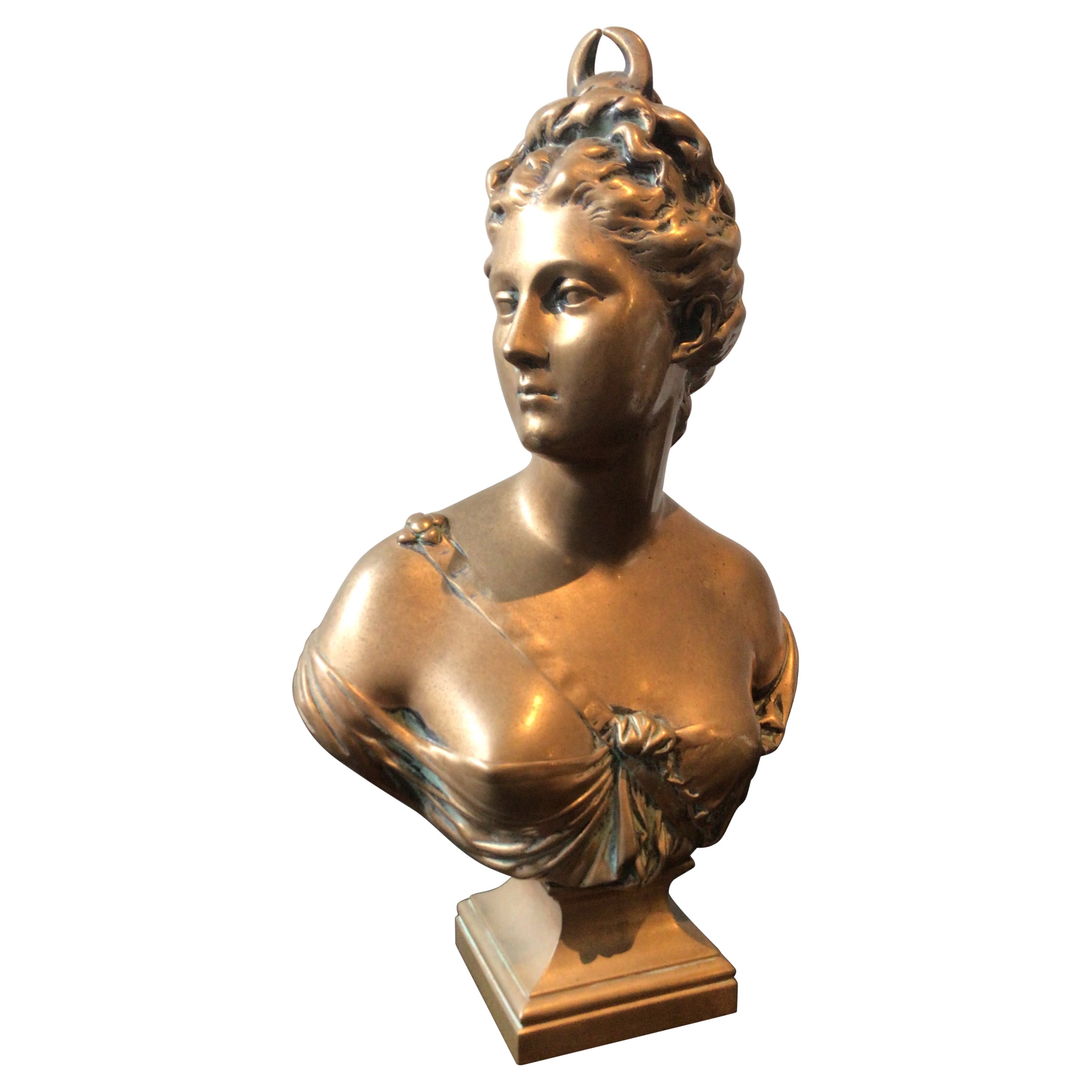 1810 Bronze Bust Of Diana Signed Houdon