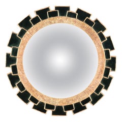 Convex-Spiegel aus grünem Glas und Harz, zeitgenössisch