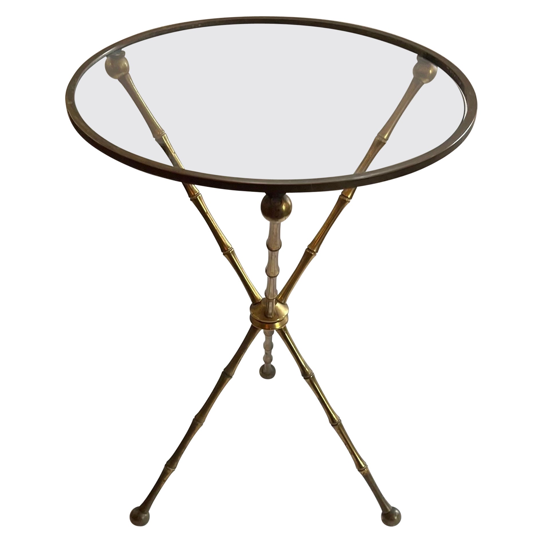 Pair of Bagues Style Bronze and Glass Tables For Sale at 1stDibs