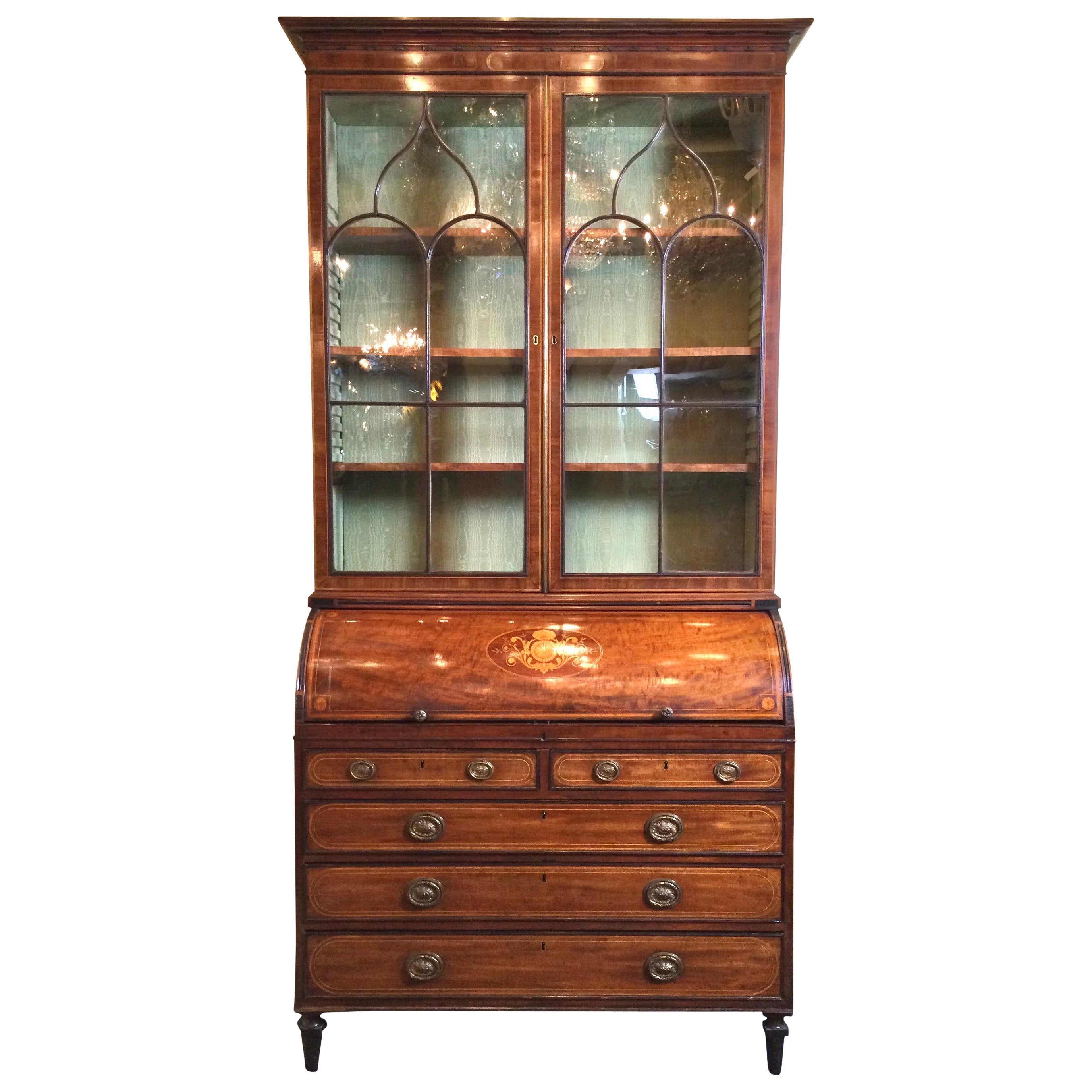Edwards and Roberts Antique Inlaid Secretary Desk, 1860-1875, London For Sale