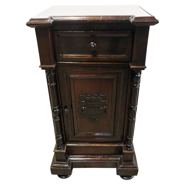 Original Italian Nightstand with Carrara Marble For Sale at 1stDibs
