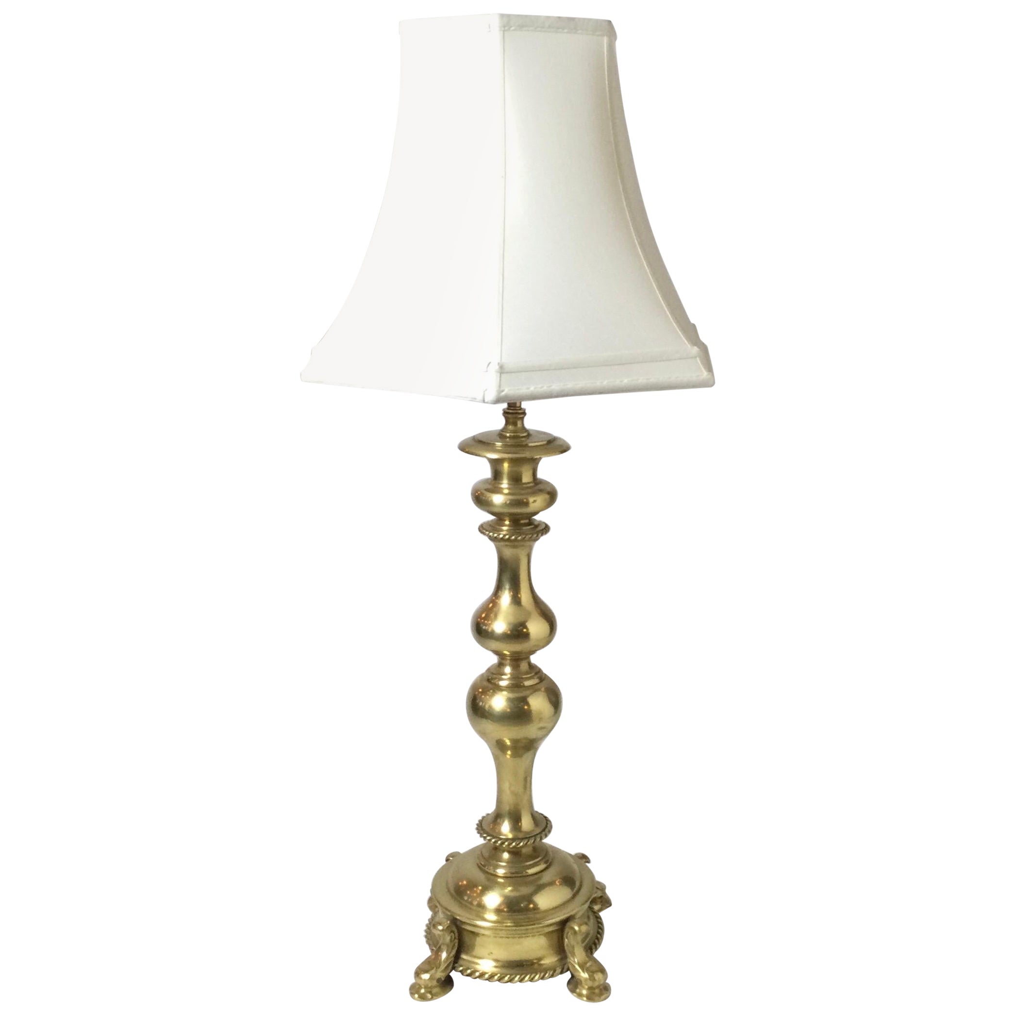 Elegant Solid Polish Brass Lamp For Sale