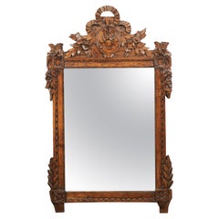 18th Century French Louis XV Provincial Stripped Walnut Mirror