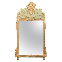 18th Century French Louis XVI Green Painted and Parcel Gilt Mirror