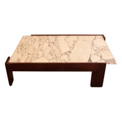 Coffee Table, Wood and Marble Designed by Antonio Moragas, Spain, 1970's
