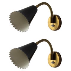 Böhlmarks, Adjustable Wall Lights / Sconces, Brass, Lacquer Metal, Sweden, 1950s