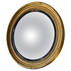 Antique English Giltwood Convex Mirror