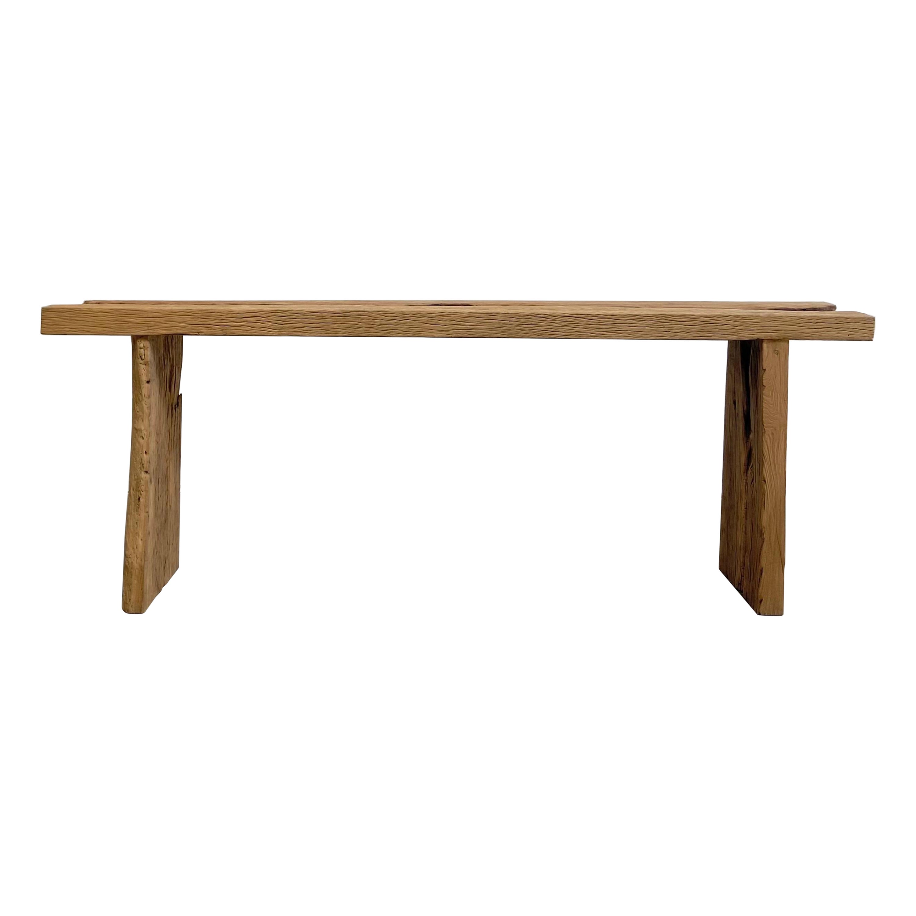 Solid Plank Elm Wood Console Table