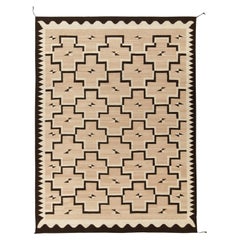 Rug & Kilim's Navajo Kilim Style Rug in Beige, Black & White Geometric Pattern