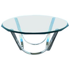 Roger Sprunger for Dunbar Chrome Glass Coffee Table