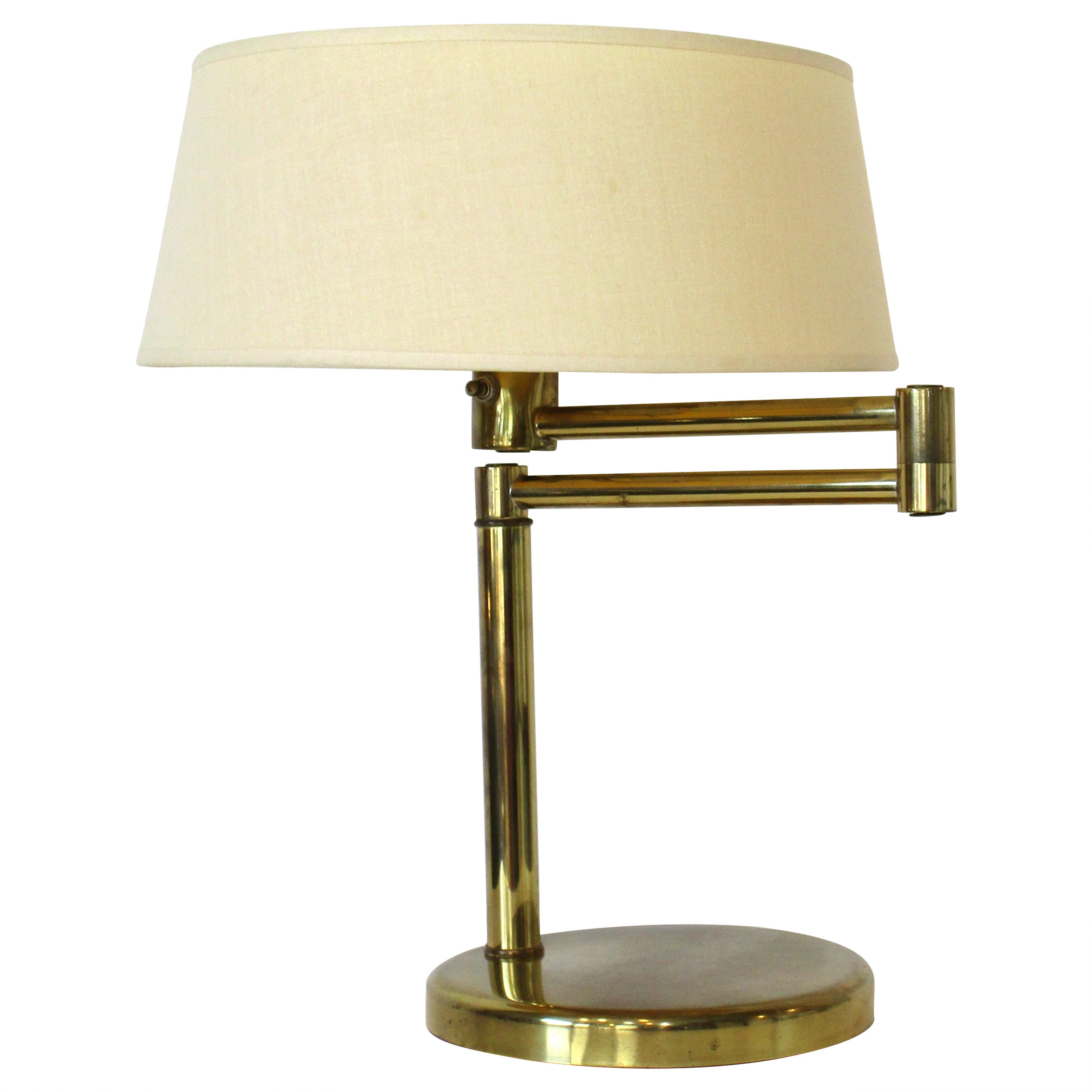 Nessen Brass Swing Arm Table Lamp by Walter Von Nessen