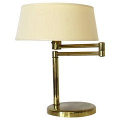Retro Nessen Brass Swing Arm Table Lamp by Walter Von Nessen