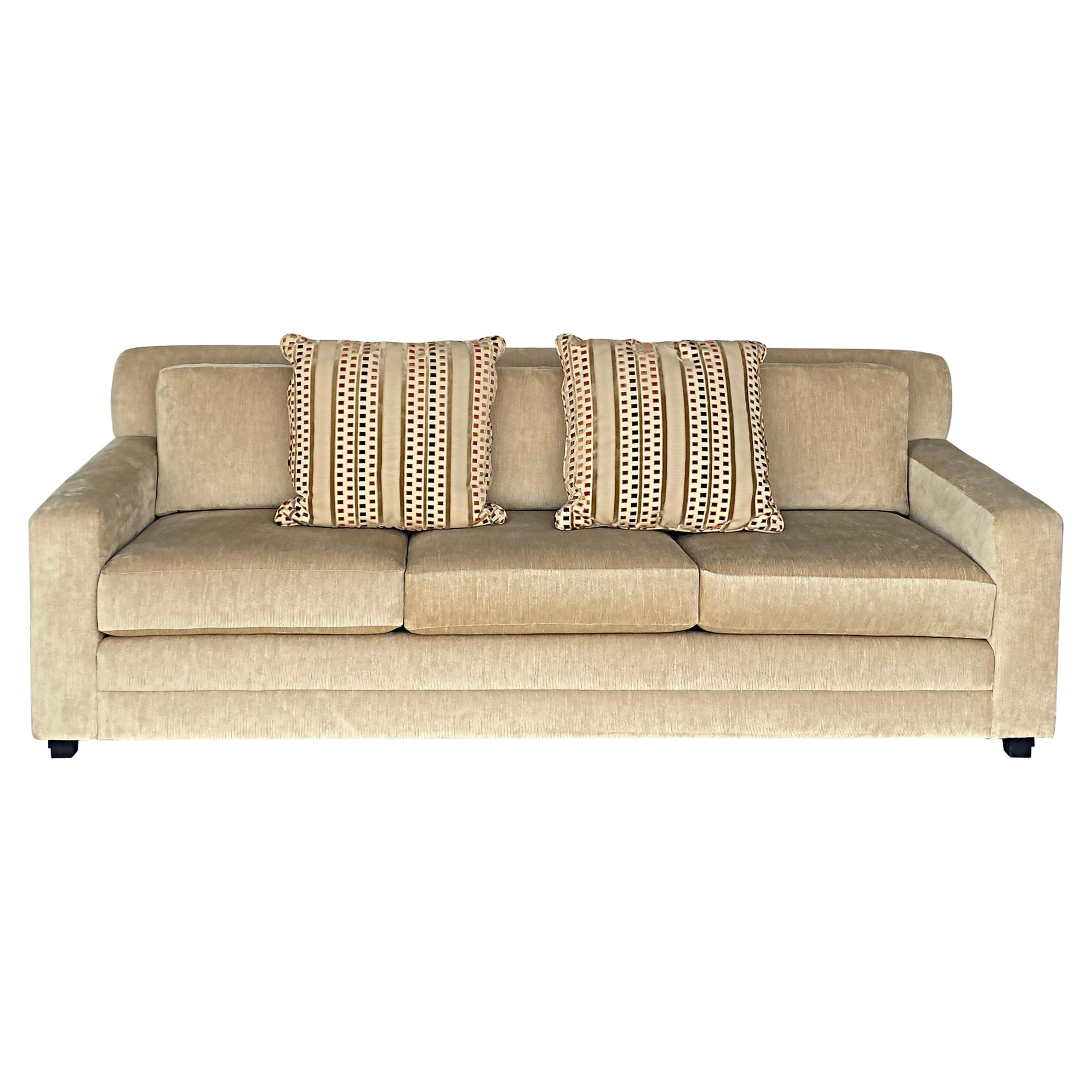 Custom Fabricated Sofa with Six Loose Back Cushions in Cream Linen at 1stDibs