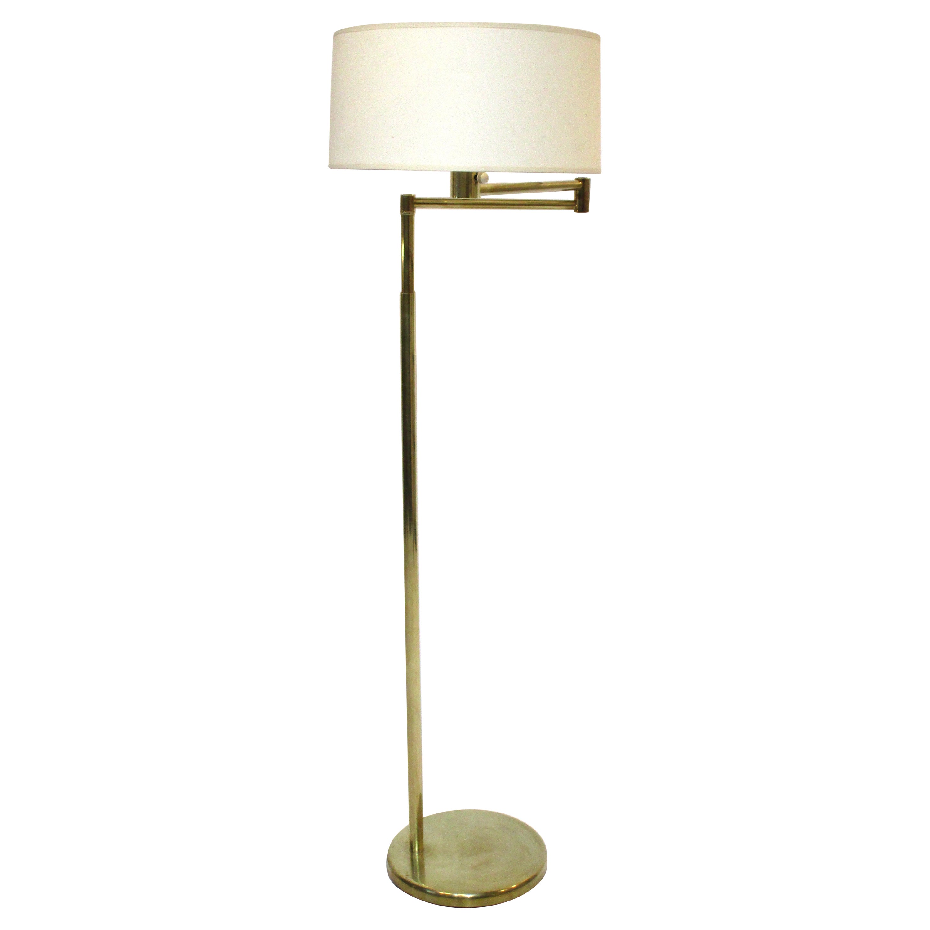Brass Nessen Swing Arm Floor Lamp by Walter Von Nessen