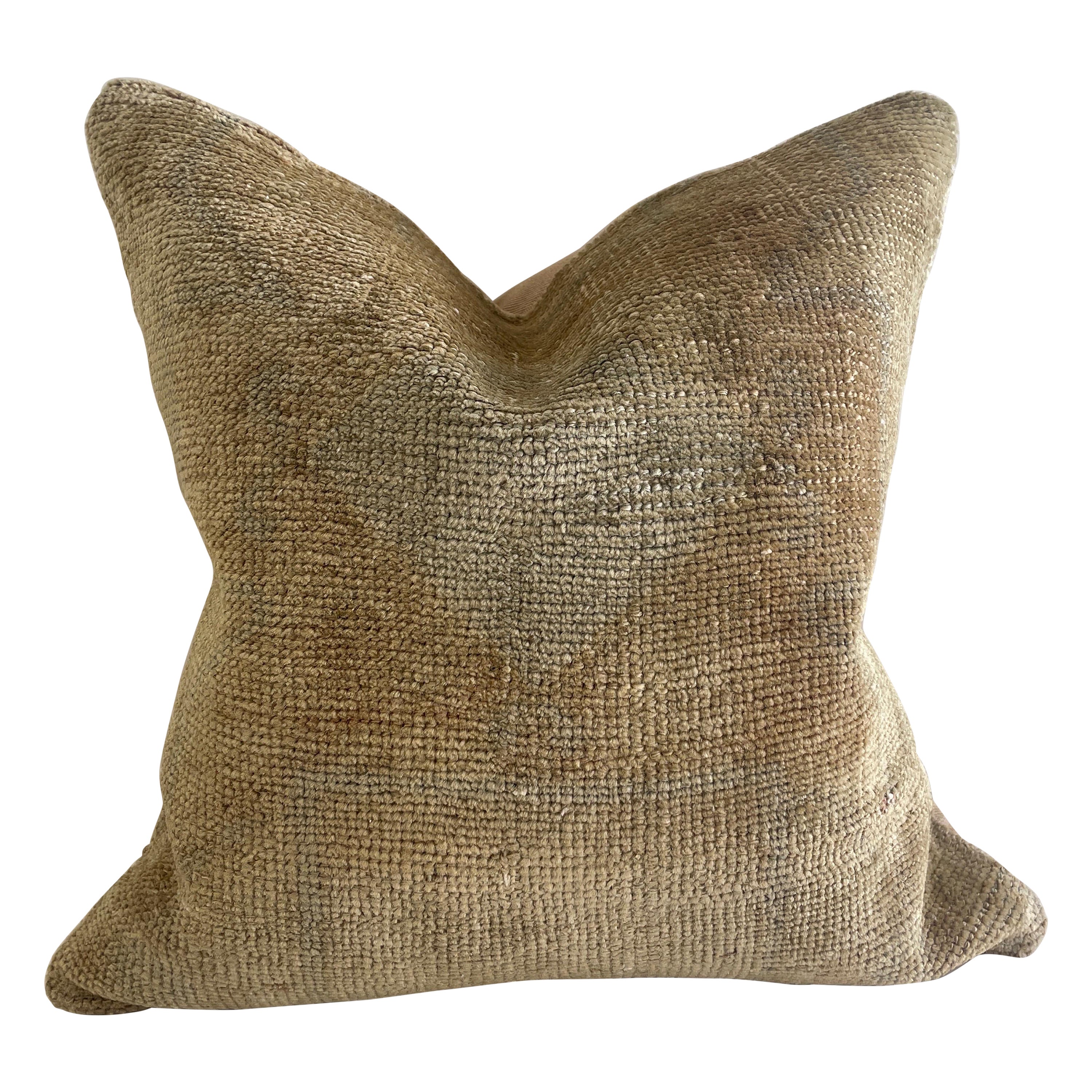 Vintage Wool Turkish Rug Pillow For Sale at 1stDibs