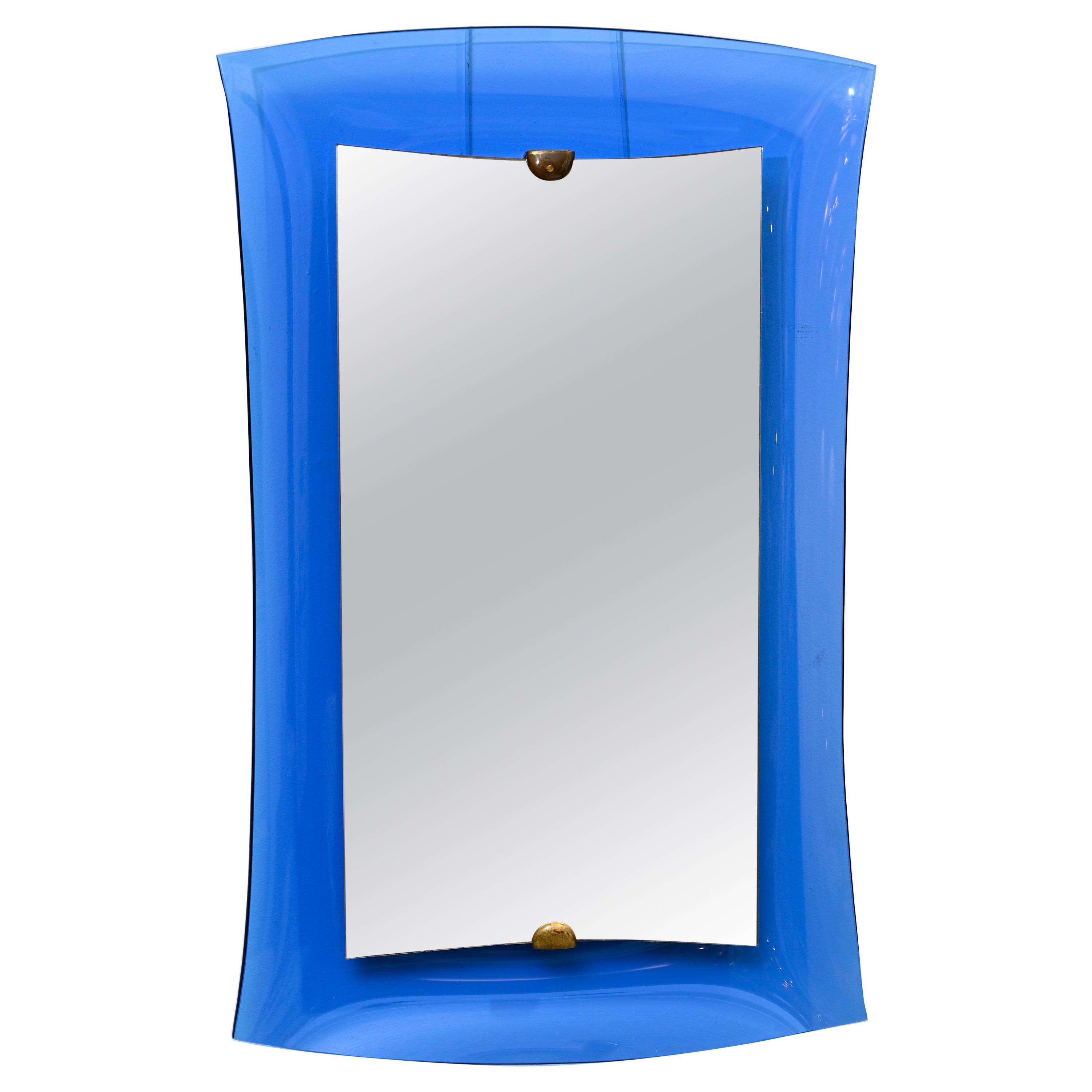 Cristal Arte Blue Glass Frame Mirror, Model 2712. Italy C1950