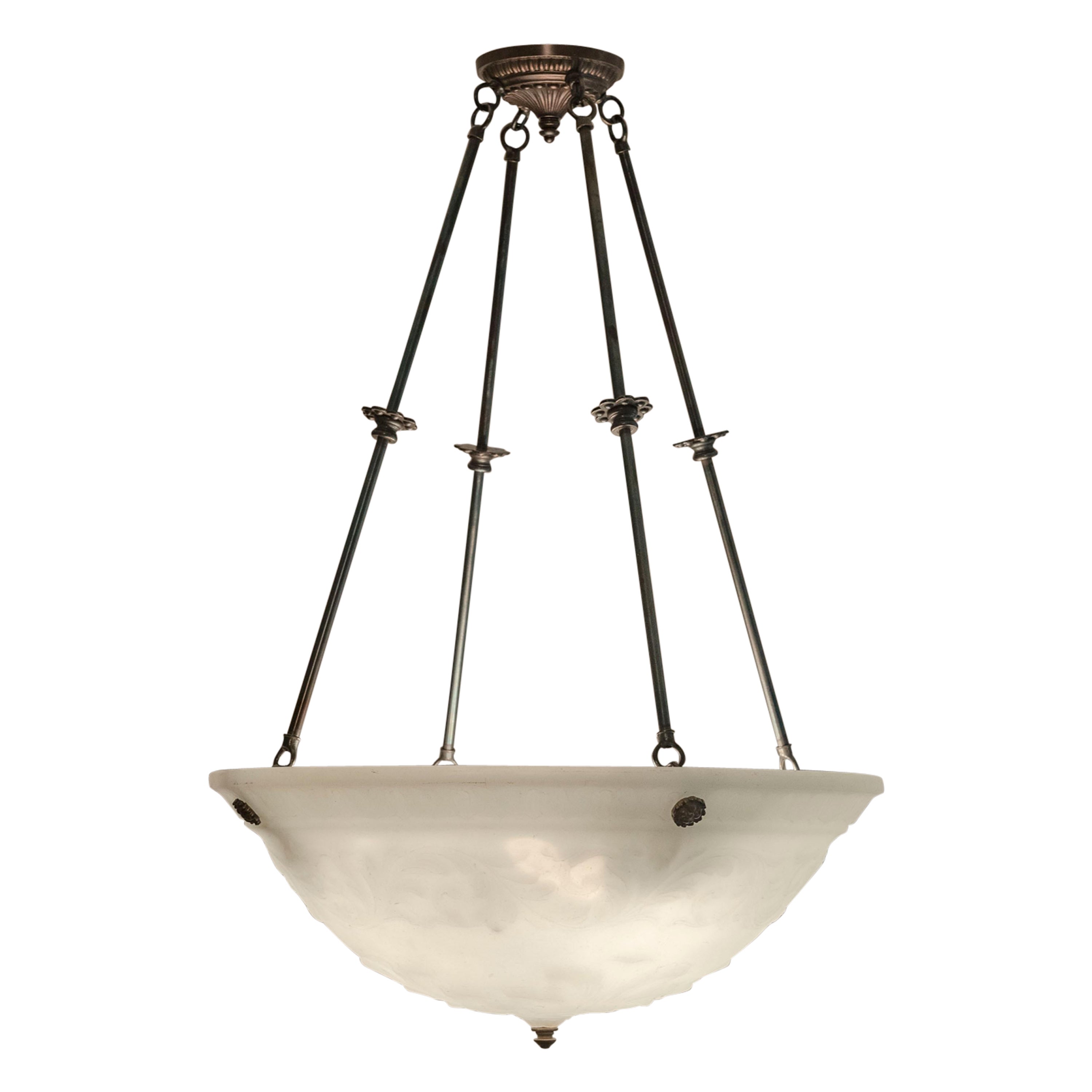 Large Cast Glass Pendant / Chandelier, ca. 1910 at 1stDibs