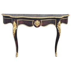 Antique Large Louis Phillipe Ormolu & Giltwood French Console Wall Table, Circa 1840s