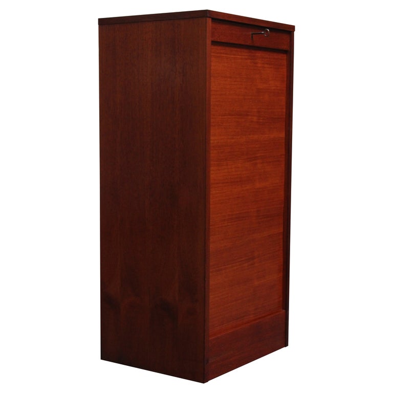 Danish Teak Locking Tambour Door Filing / Jewellery For Sale at