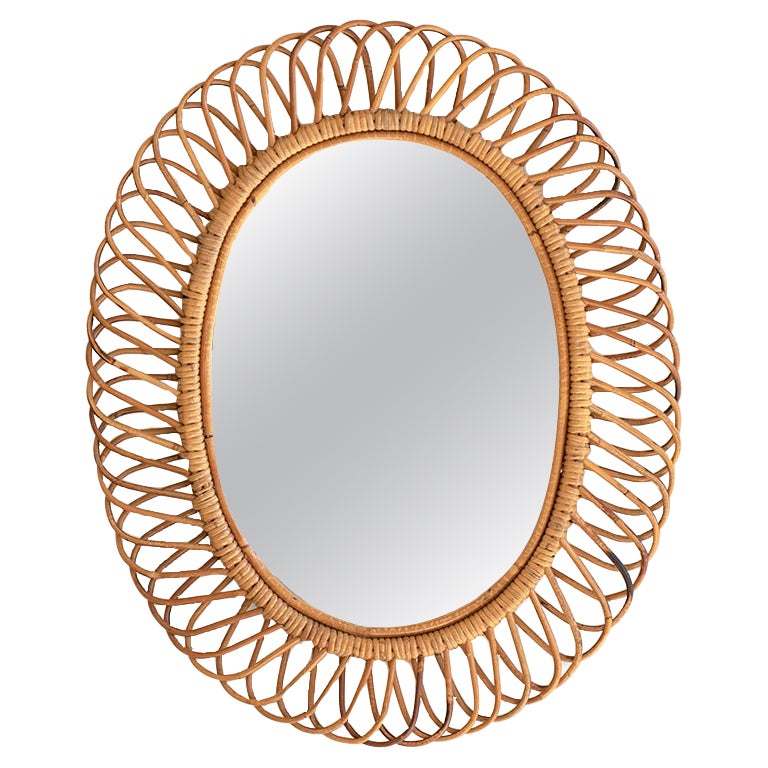 Vintage Rattan Mirror at 1stDibs