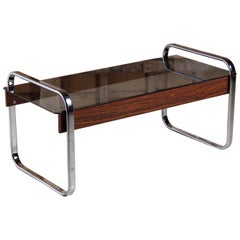 Chrome, Zebrawood and Smoked Glass Coffee Table in the Manner of Peter Protzmann