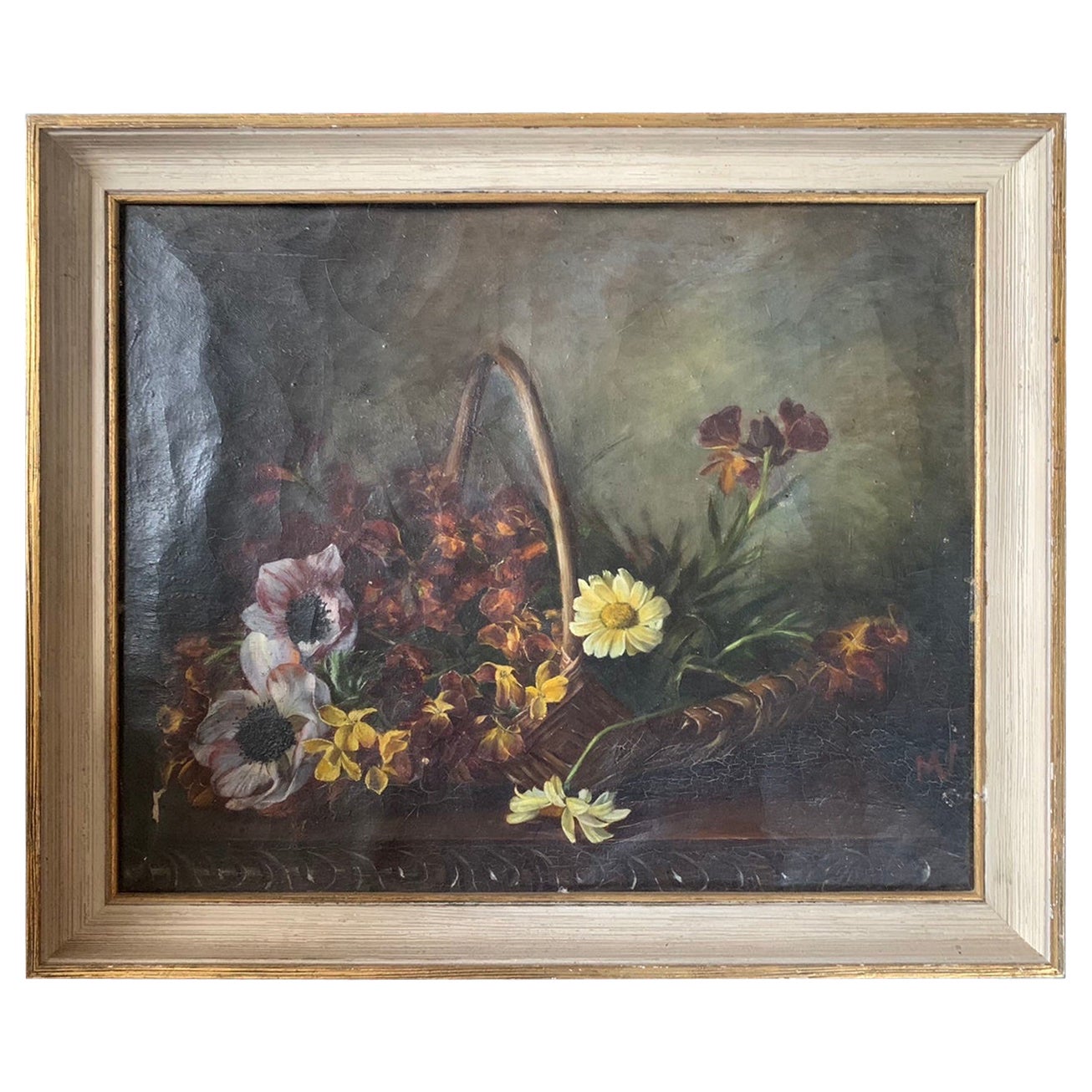 « Still Life with Flowers » Oil on Canvas Hand-Painted French School 19th