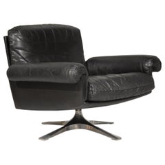 Vintage De Sede DS 31 Leather Swivel Lounge Armchair, Switzerland, 1970s