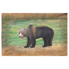 1970s Jaime Parlade's Designer Hand Painted "Bearr" Oil on Canvas