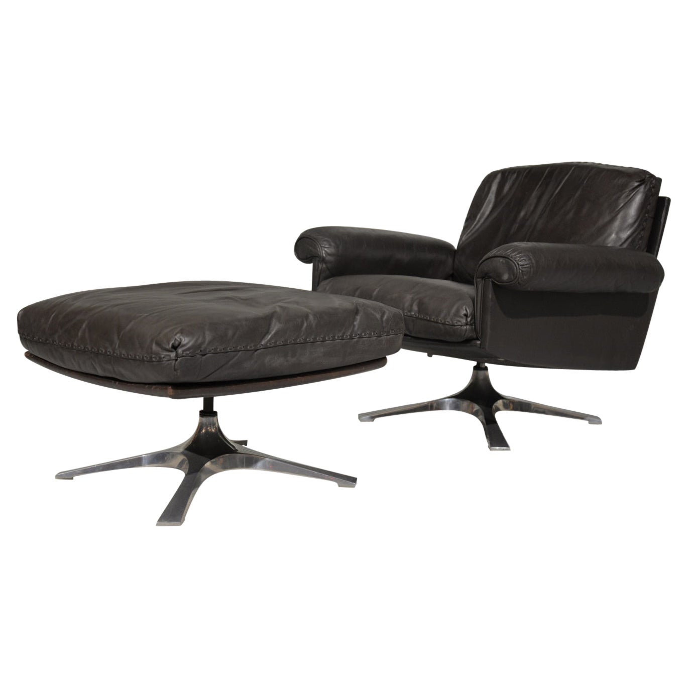 De Sede DS31 OffWhite Leather Executive Swivel Lounge Armchair with