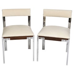 Vintage Pair of Chrome and Palmwood Chairs by Hubert Nicolas, France 1970's