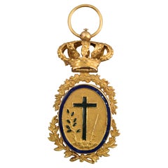 Antique Crown and Insignia of the Spanish Inquisition, Gold, Enamel, 19th Century