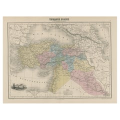Carte ancienne originale de la Turquie en Asie, 1880