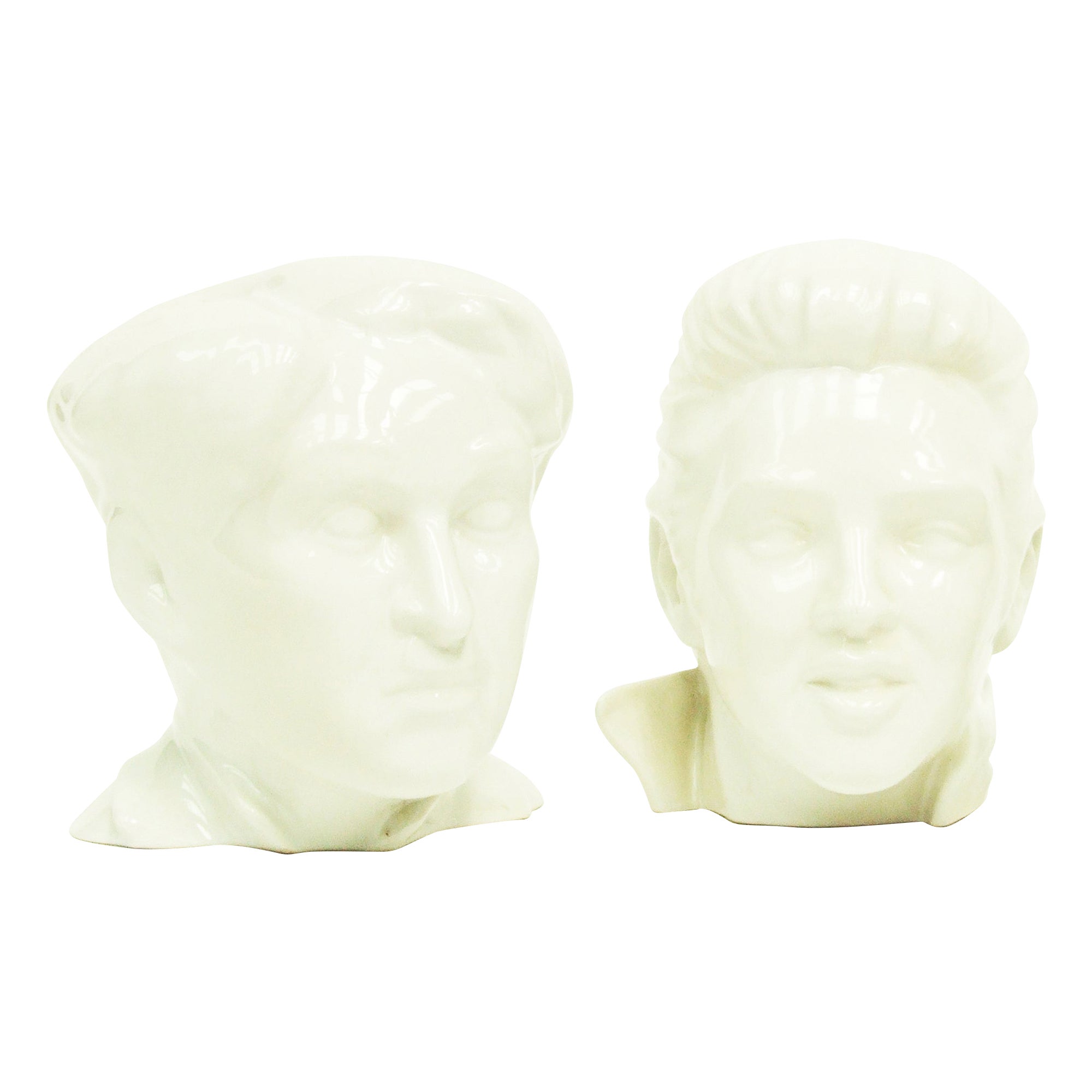 1970s Elvis Presley & Charlie Chaplin Heads Ceramic Busts for Flesh Pots