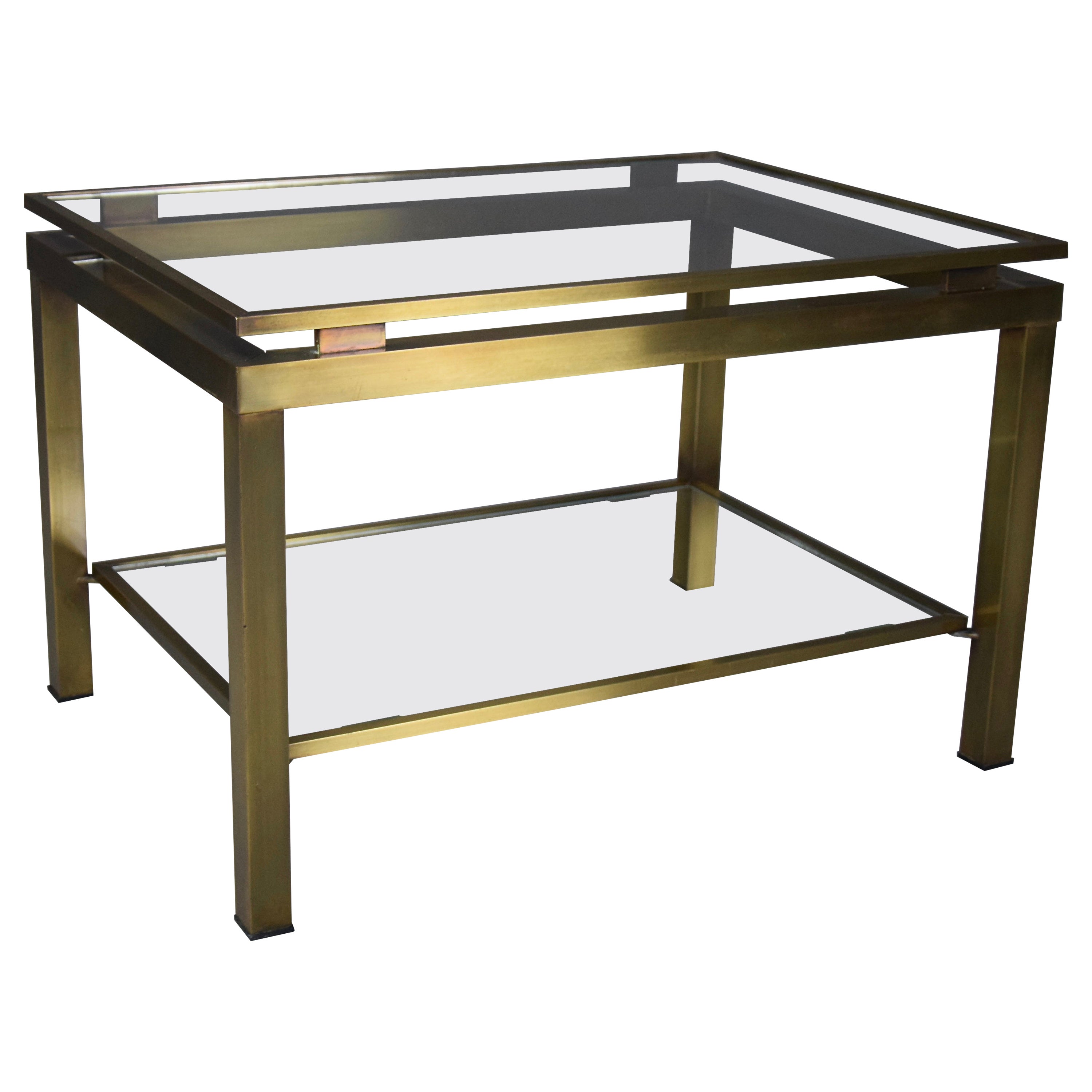 Maison Jansen Brass and Glass Hollywood Regency Coffee / Side Table