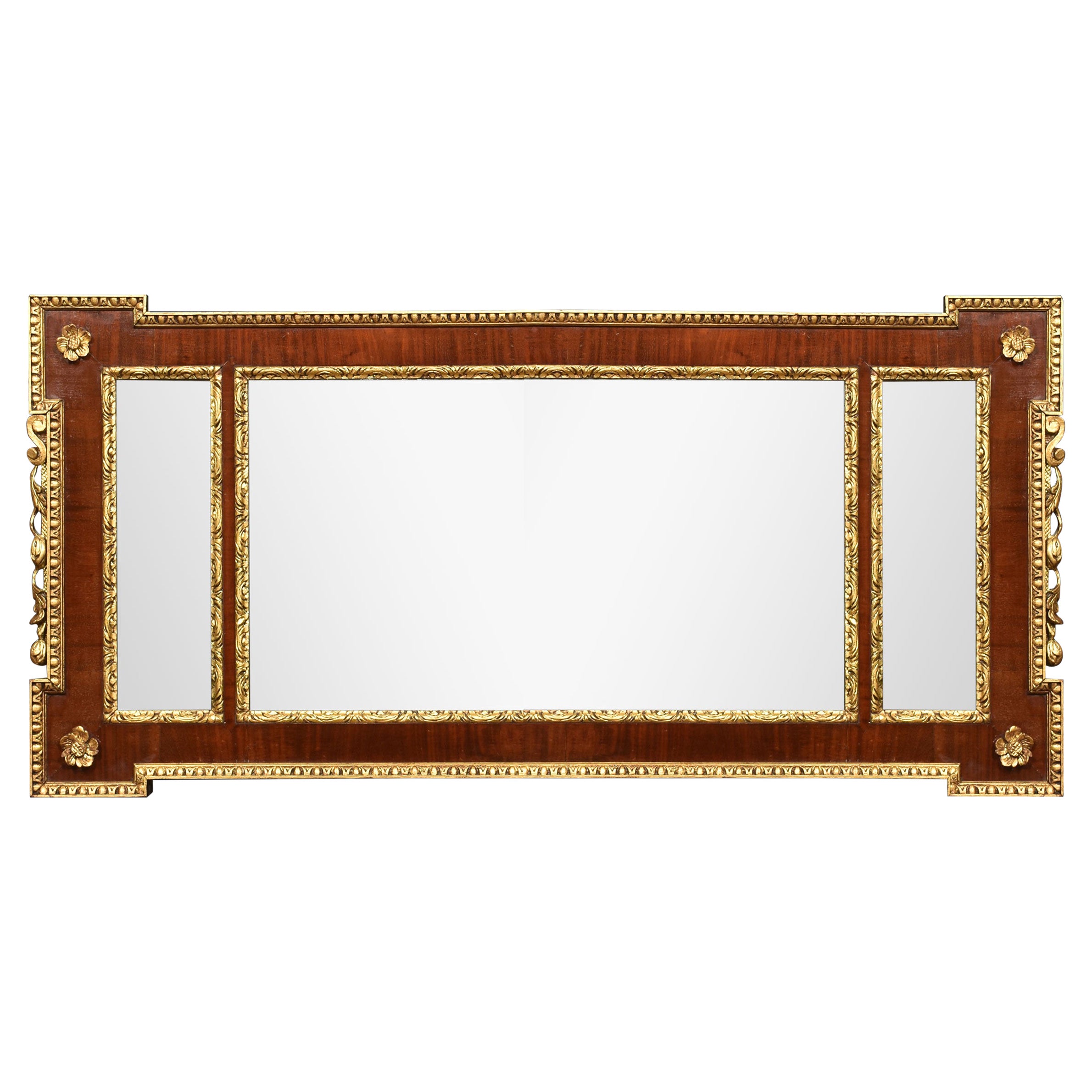 19th Century Parcel-Gilt Mahogany Overmantle Mirror For Sale