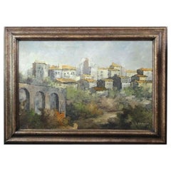 1968 Leonardo De Magistris Italian Village Landscape Painting
