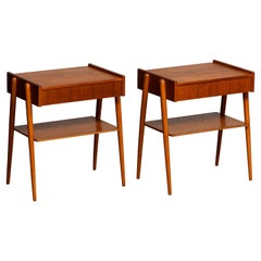 Pair Teak Nightstands Bedside Tables by Carlström & Co Mobelfabrik from 1950's